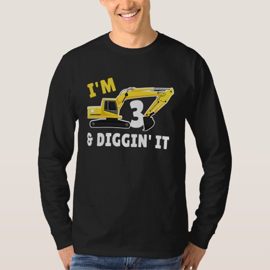 I'm 3 And Digging It 3nd Birthday Party Constructi Tシャツ (正面)