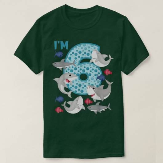 I'm 6 6th Birthday Crew Shark Theme Family Matchin Tシャツ (デザイン正面)