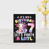 I'm 7th Birthday Girl Cute Axolotl 7 Year Old Bday カード (黄色い花)