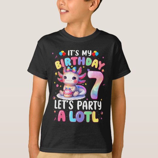 I'm 7th Birthday Girl Cute Axolotl 7 Year Old Bday Tシャツ (正面)