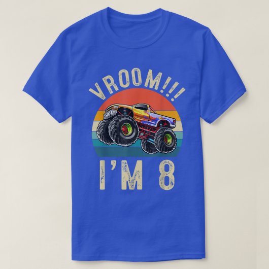 I'm 8 Years Old Vroom 8th Birthday Party Truck Car Tシャツ (デザイン正面)