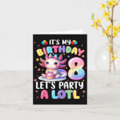 I'm 8th Birthday Girl Cute Axolotl 8 Year Old Bday カード (黄色い花)