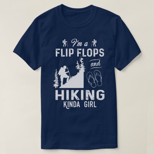 Im Aビーチサンダルとハイキングキンダガール Tシャツ (デザイン正面)