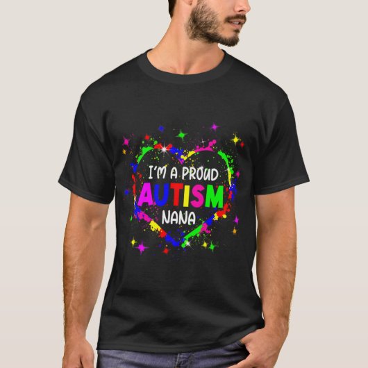 Im A自閉症誇りを持ったNANA自閉症意識ハート Tシャツ (正面)