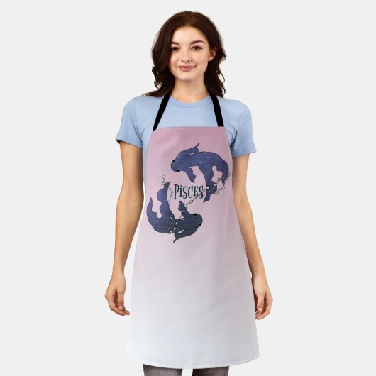 Im A魚座〔占星術の〕十二宮図.トレンディー魚座〔占星術の〕十二宮図サインエプロン エプロン (着用した状態)