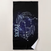 Im A魚座〔占星術の〕十二宮図.トレンディー魚座〔占星術の〕十二宮図標識 ビーチタオル (正面)