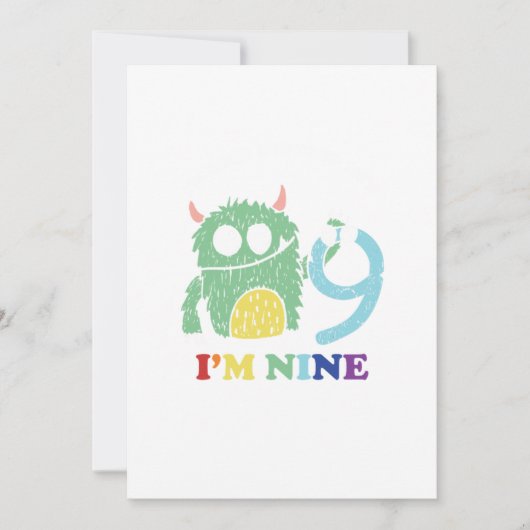 Im A Big Monster Now 9 th Birthday Party Gift 招待状 (正面)