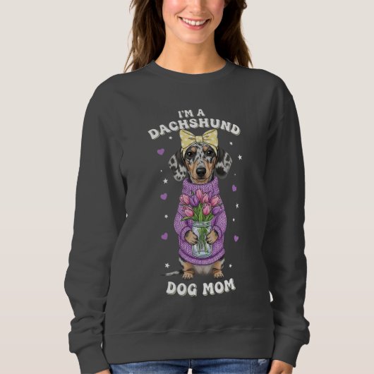 I'm a Dachshund Dog Mom - Purple Sweater スウェットシャツ (正面)