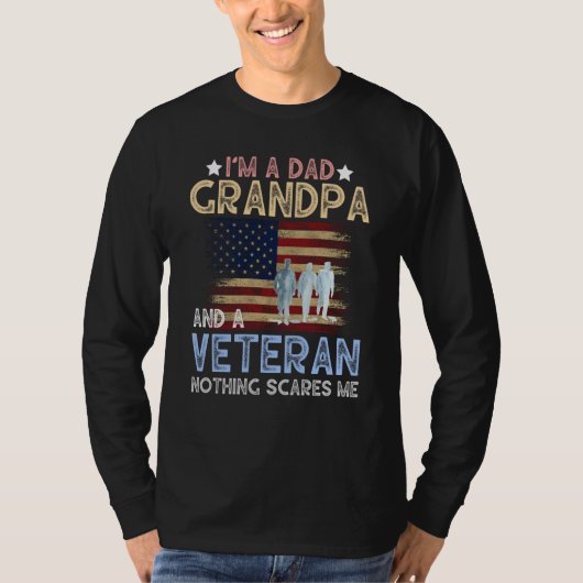 I'm A Dad Grandpa And Veteran Retro For Papa Grand Tシャツ (正面)