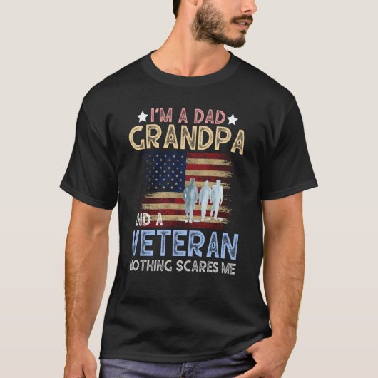 I'm A Dad Grandpa And Veteran Retro For Papa Grand Tシャツ (正面)