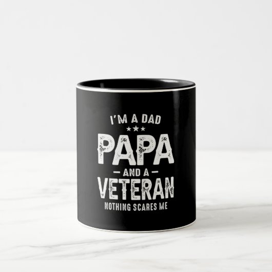 I'm a Dad Papa and Veteran - Funny Fathers Day ツートーンマグカップ (中央)