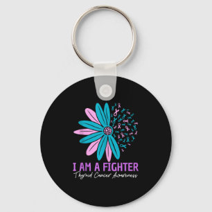 Im A Fighter Thyroid Cancer Awareness Flower Ribbo キーホルダー