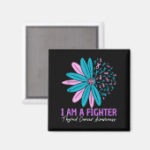 Im A Fighter Thyroid Cancer Awareness Flower Ribbo マグネット (正面/裏面)
