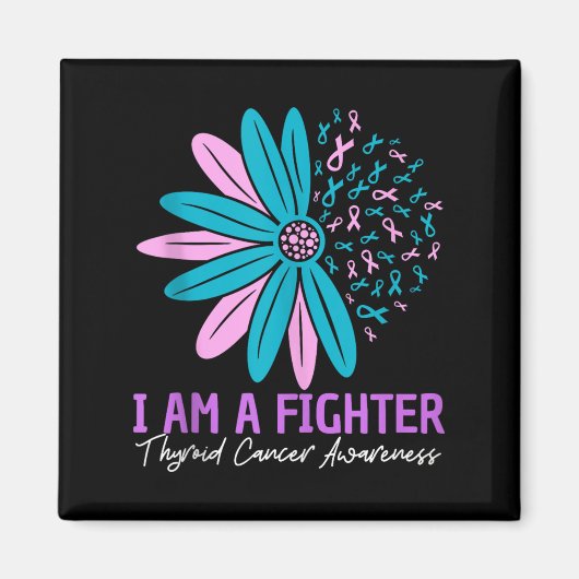 Im A Fighter Thyroid Cancer Awareness Flower Ribbo マグネット (正面)