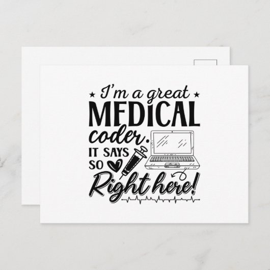 I'm A Great Medical Coder ICD Programmer Coding ポストカード (正面/裏面)