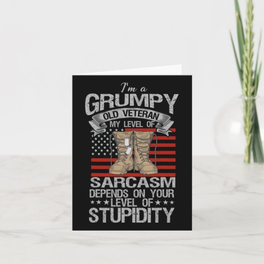 I'm A Grumpy Old Veteran Funny Army Us Flag Grandp カード (正面)