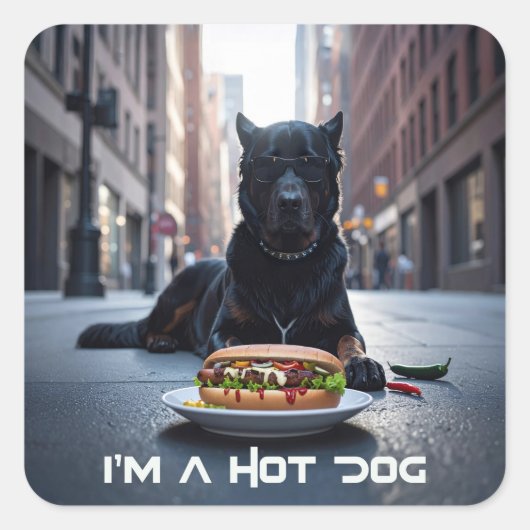 I'M A HOT DOG - CHILI DOG - スクエアシール (正面)