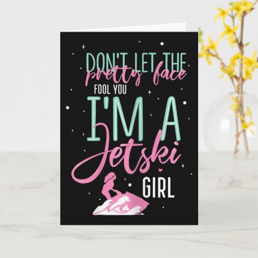 I'm A Jet Ski Girl Funny Saying Racing  カード (黄色い花)