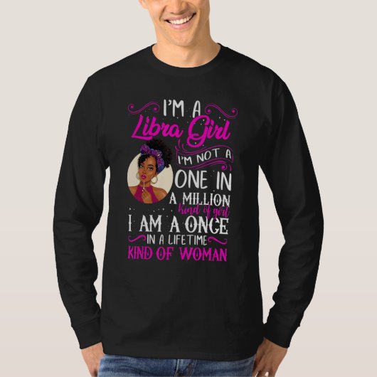 I'm A Libra Girl Black Women September October Bda Tシャツ (正面)