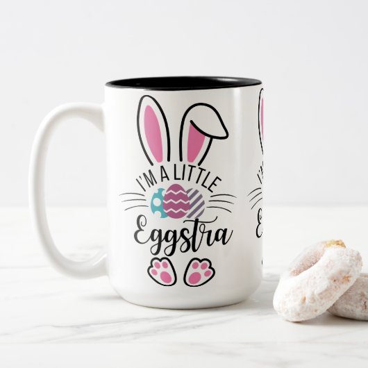 I'm A Little Eggstra Funny Easter Bunny Ears Graph ツートーンマグカップ (ドーナツ)