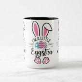I'm A Little Eggstra Funny Easter Bunny Ears Graph ツートーンマグカップ (中央)