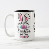 I'm A Little Eggstra Funny Easter Bunny Ears Graph ツートーンマグカップ (左)