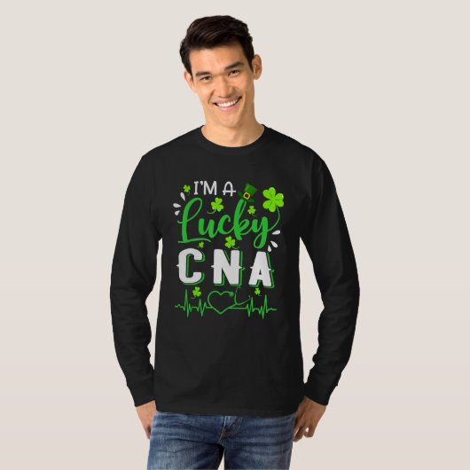I'm A Lucky CNA Nurse Shamrock Top Hat St Patrick' Tシャツ (正面フル)