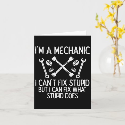 Im A Mechanic Cant Fix Stud Funny Car Auto Garage カード (黄色い花)