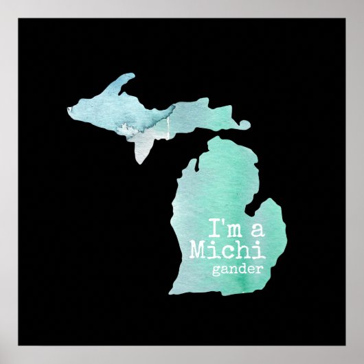 I'm A Michigander Watercolor Filled Silhouette ポスター (正面)
