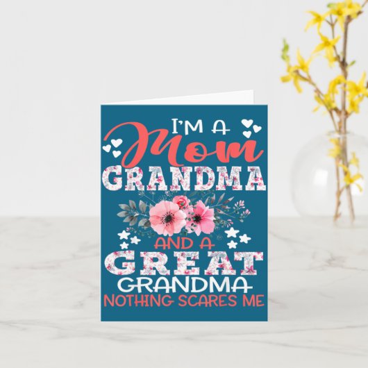 I'm A Mom Grandma A Great Grandma Nothing Es Me Fl カード (黄色い花)