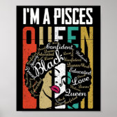 I'm A Pisces Queen Black Women February March Bday ポスター (正面)
