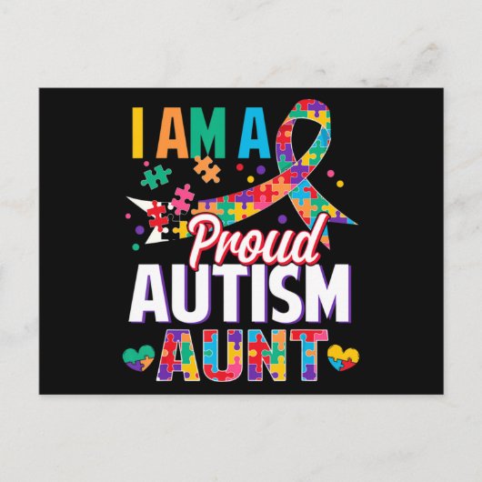 I'm a Proud Autism Aunt Autism Awareness Puzzle Pi ポストカード (正面)