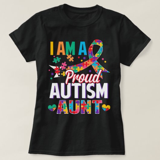 I'm a Proud Autism Aunt Autism Awareness Puzzle Pi Tシャツ (デザイン正面)