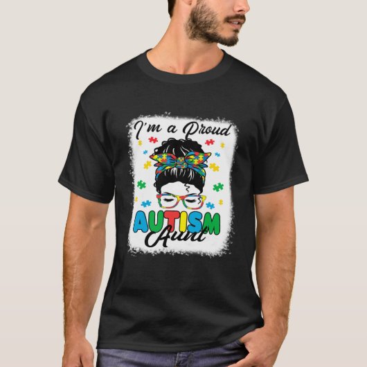 I'm A Proud Autism Aunt Love Heart Autism Awarenes Tシャツ (正面)