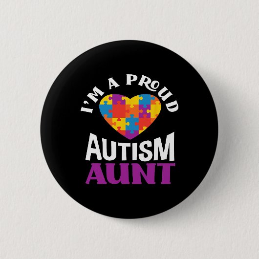 I'm A Proud Autism Aunt Puzzle Heart Autism Awaren 缶バッジ (正面)
