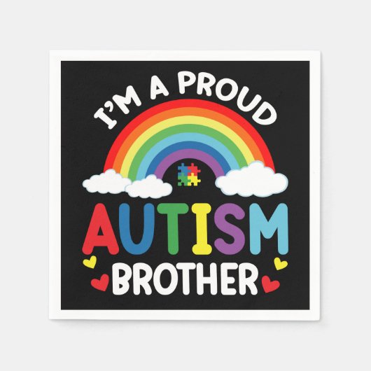 I'm A Proud Autism Brother Autism Awareness Month スタンダードカクテルナプキン (正面)