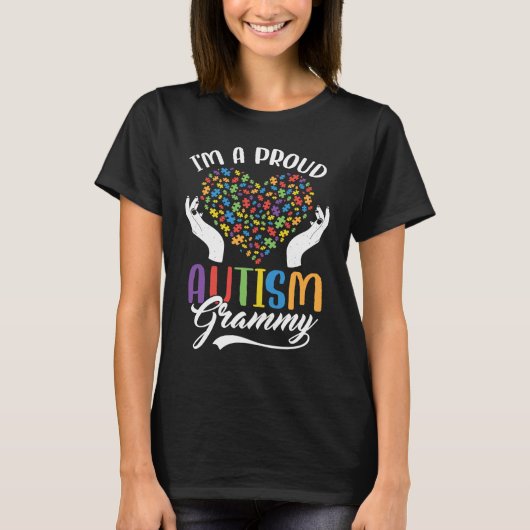 I'm A Proud Autism Grammy Autism Puzzle Heart Awar Tシャツ (正面)