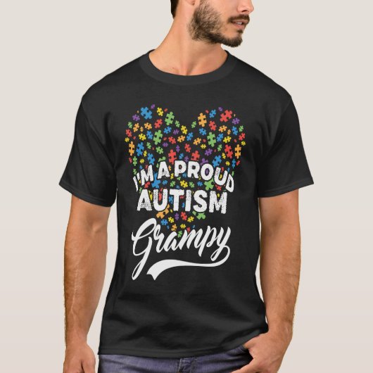I'm A Proud Autism Grampy Autism Puzzle Heart Awar Tシャツ (正面)