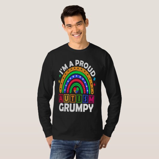 I'm a Proud Autism Grumpy  Rainbow Autism Awarenes Tシャツ (正面フル)