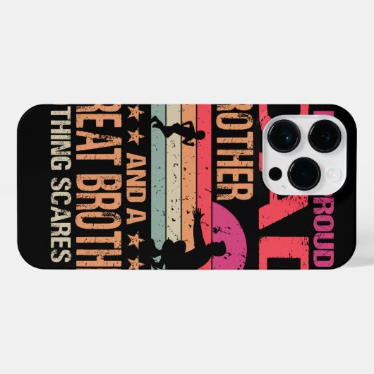 I'm A Proud Dad Great Brother Nothing Scares Me Fa iPhoneケース (裏面横)