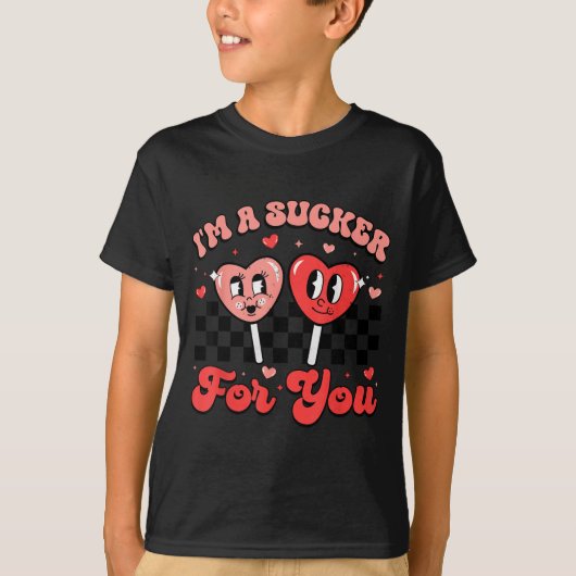 I'm A Sucker For You Candy Heart Groovy Retro Vale Tシャツ (正面)