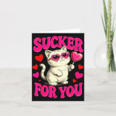 I'm A Sucker For You Valentines Day Funny Cat Love カード (正面)