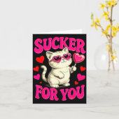 I'm A Sucker For You Valentines Day Funny Cat Love カード (黄色い花)