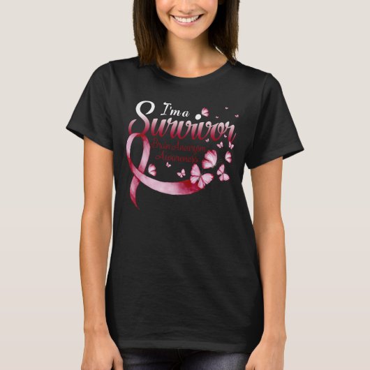 I'm A Survivor Brain Aneurysm Awareness Butterfly  Tシャツ (正面)