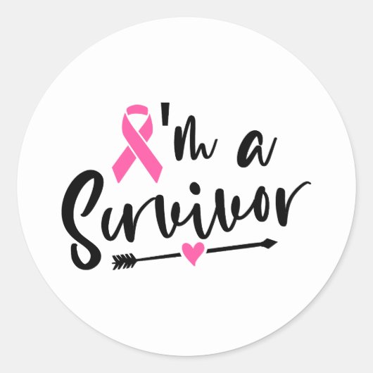 I'm A Survivor Breast Cancer Awareness ラウンドシール (正面)
