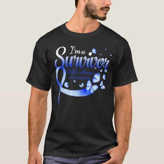 I'm A Survivor Child Abuse Awareness Butterfly Rib Tシャツ (正面)