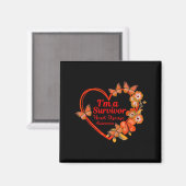 I'm A Survivor Heart Disease Awareness Red Butterf マグネット (正面/裏面)