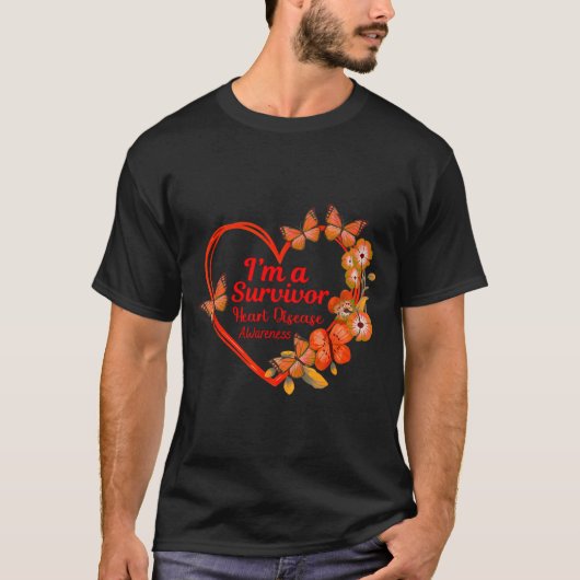 I'm A Survivor Heart Disease Awareness Red Butterf Tシャツ (正面)