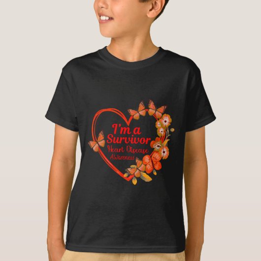 I'm A Survivor Heart Disease Awareness Red Butterf Tシャツ (正面)