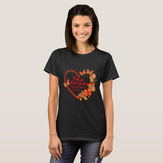 I'm A Survivor Heart Disease Awareness Red Butterf Tシャツ (正面フル)